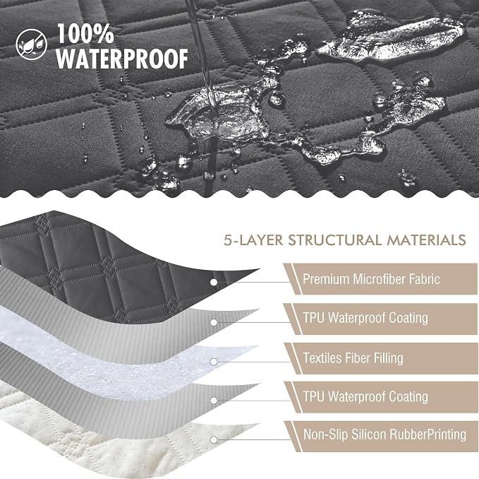 Genina Waterproof Couch Cover, Washable Anti-Slip 86.6 inch Sofa Covers - Image 5