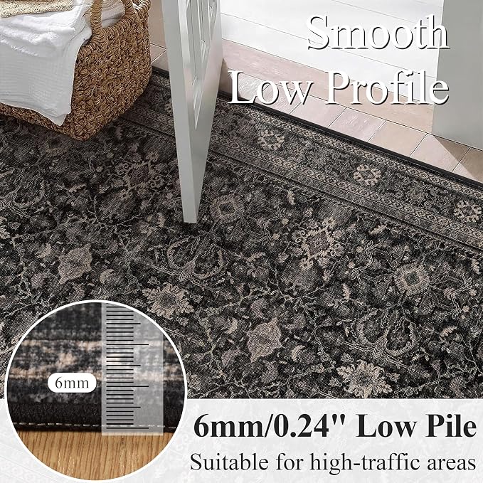 Schweek 6x9 Area Rug Washable Neutral Dark Rug Non Slip - Image 4