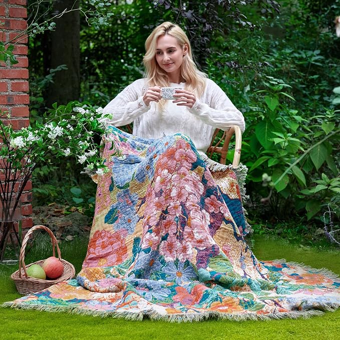 LUTBM Boho Throw Blanket for Bed Cotton Summer Blankets for Bedroom Living Room - Image 5