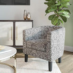 BELLEZE Accent Barrel Chair, Linen Round Chair Club Tub Sofa Corner Chair - Image 2