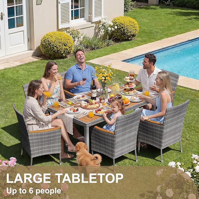 Devoko Dining 7 PCS Furniture, Patio Conversation Set - Image 2