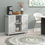 TaoHFE Marble Top Narrow Sideboard Cabinet, Modern White Marble Side Buffet - Image 6