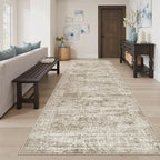 Soalmost Washable 4x8 Hallway Runner Rug Non-Slip Kitchen Entry Rugs Brown | - Image 3
