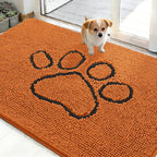 OLANLY Dog Door Mat for Muddy Paws 48x30, Paw Print Design Chenille Mud Mat | by OLANLY