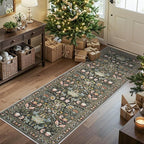 2x6 Washable Hallway Runner Rug: Vintage Floral Kitchen Rugs - Image 2