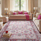 Area Rugs for Living Room, Washable 5x7 Area Rug for Bedroom, Floral Non-Slip by Rtizon