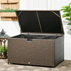 Outsunny 113 Gallon Deck Box, Rattan Outdoor Storage Box, Waterproof Storage - Image 2