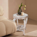Farmhouse Round Accent End Table, Rustic Side Table Nightstands - Image 7