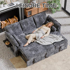 Convertible Sleeper Sofa Bed, 63 Inch Chenille Pull Out Couch - Image 6