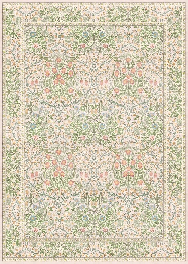 Beige Green Bedroom Rug 5x7 Area Rug - Image 3
