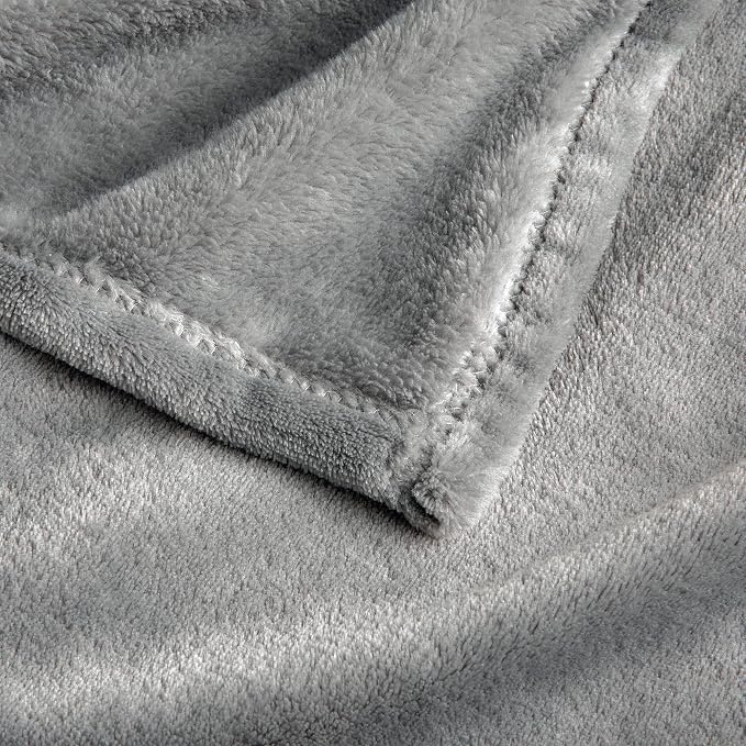 BEDELITE Fleece Blanket Soft Plush Oversized Bed Blanket Grey 120"x120" | Ultra - Image 5