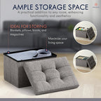 Ornavo Home Small Storage Ottoman, Foldable Collapsible Rectangle Linen Ottoman - Image 3