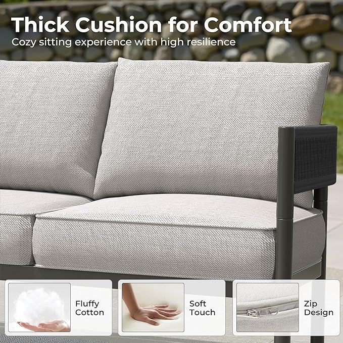 Grand patio 5-Piece Outdoor Furniture Set, 5 Seats Wicker Sofa Conversation Set - Image 5