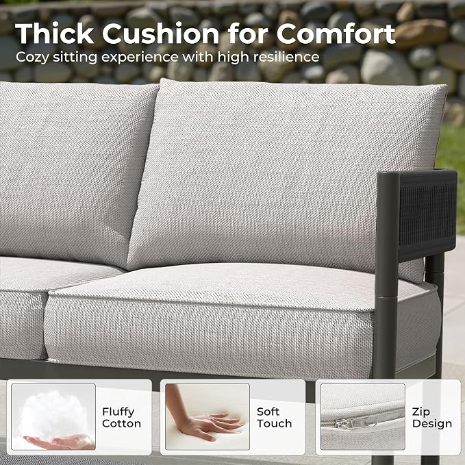 Gand Patio Outdoor Loveseat, Wicker Conversation Set - Image 3