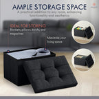 Ornavo Home Small Storage Ottoman Foldable Collapsible Rectangle Linen Ottoman - Image 3