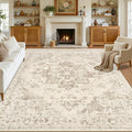 8x10 Area Rugs Living Room: Bedroom Washable Carpet Beige/Ivory | Vintage Boho by Luxturiy