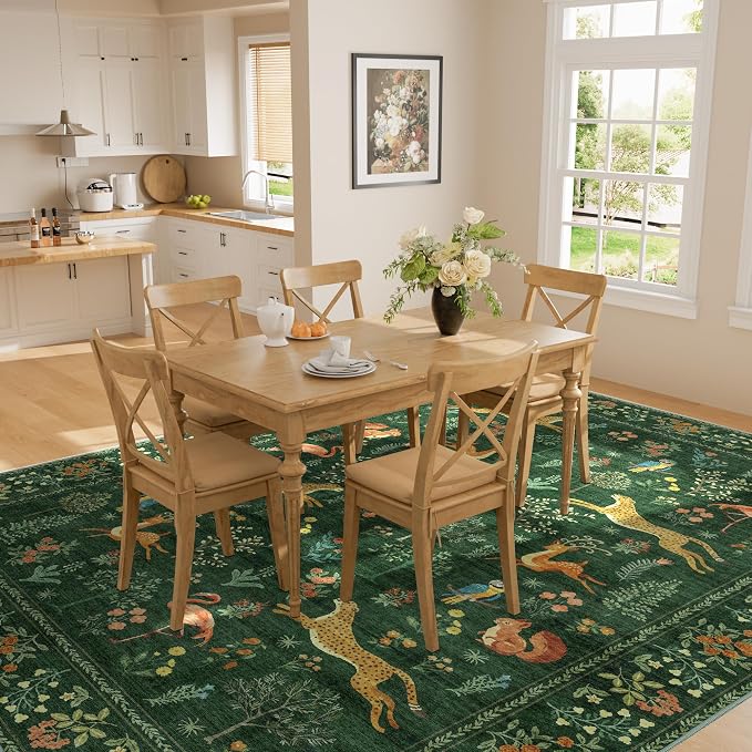 DUKINO 5x7 Area Rugs, Washable Animal Rug - Image 4