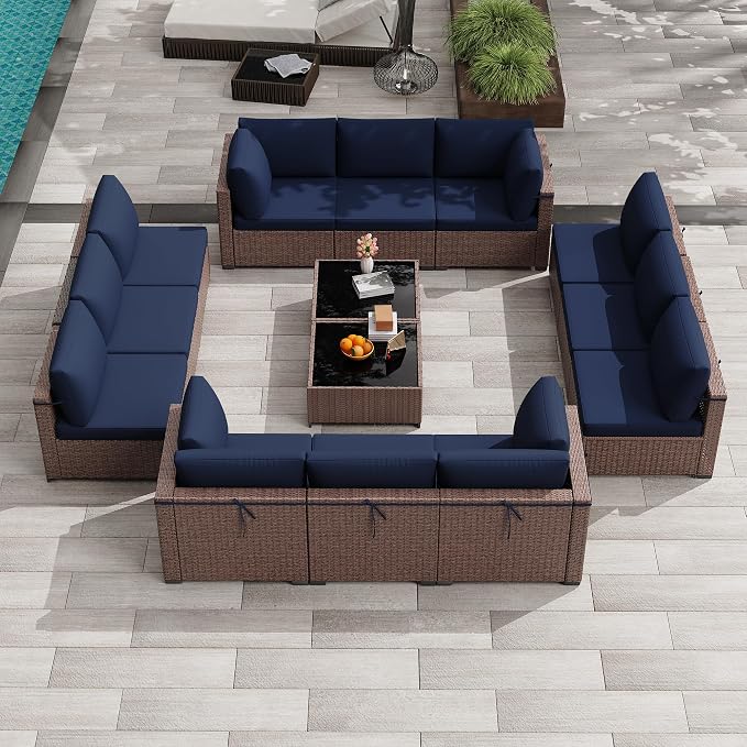 KIGOTY 14-Piece Patio Furniture Set, All-Weather PE Rattan Outdoor Sectional - Image 6
