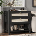 Xixini Nightstand wih 2 Drawers & Open Shelf, Small Mid Century Modern Night - Image 4