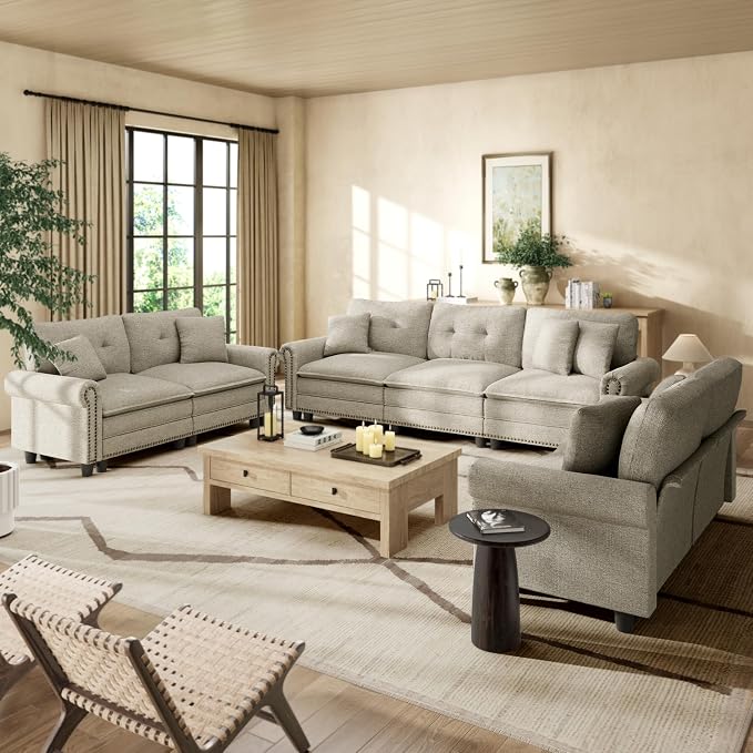 HERA'S HOUSE 3 Pieces Modular Sectional Sofa Sets, Oversized Couch Set by HERASHOUSE