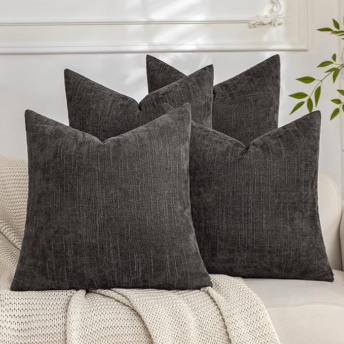Set of 4 Soft Textured Decorative Throw Pillow Covers 24x24 Inch Cozy Farmhouse by Cozoomy