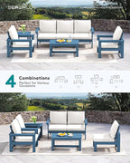 SERWALL HDPE Patio Furniture Set, 7-piece Outdoor Sectional Sofa Set, All - Image 8