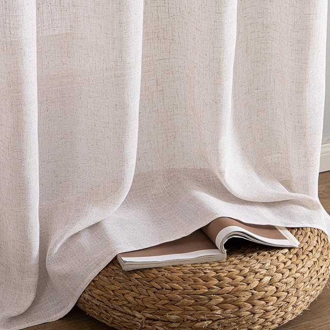 MIULEE Natural White Linen Curtains 52x72 Inch Long - Image 7