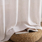 MIULEE Natural White Linen Curtains 52x100 Inch Length 2 Panels - Image 7