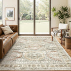 Soalmost 5x7 Area Rugs Brown/Pink Low Pile Washable Trendy Faded Style Rug | by Soalmost