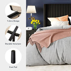 Allewie Full Size Velvet Bed Frame/Vertical Channel Tufted Wingback - Image 8