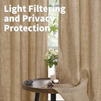 YoungsTex Burlap Linen Curtains 63 Inch Length 2 Panels - Image 3