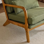 Bonnlo Dark Green Linen Mid Century Modern Accent Chair, Soild Wood Padding - Image 9