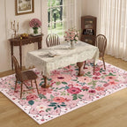DUKINO 5x7 Area Rugs, Floral Washable Rug - Image 3