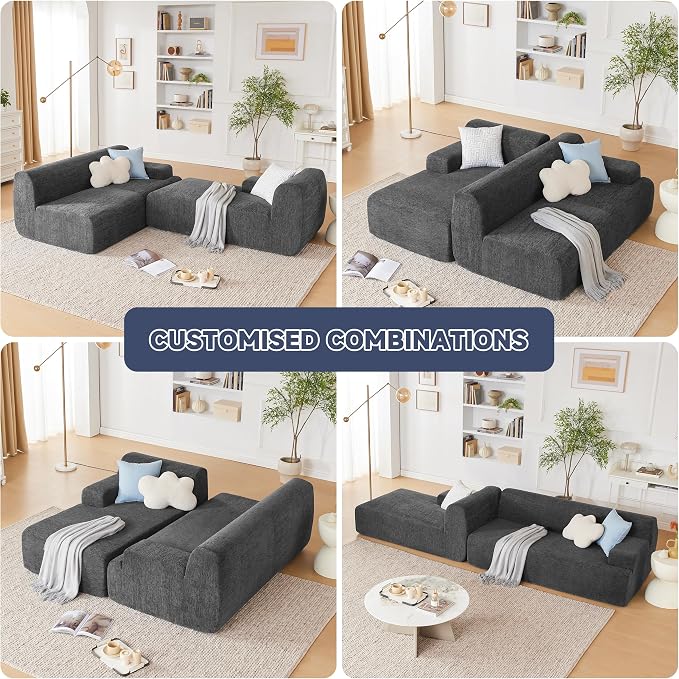 Weture 107" Modular Sectional Cloud Couch, Boneless couches Sponge sectionals - Image 4