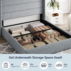Allewie Full Size Lift Up Storage Bed, Modern Wingback Headboard, Hydraulic - Image 5