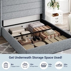 Allewie Queen Size Lift Up Storage Bed, Modern Wingback Headboard, Hydraulic - Image 5