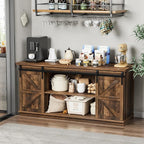 Shahoo Farmhouse Sideboard Buffet Cabinet, Coffee Bar Storage - Image 3