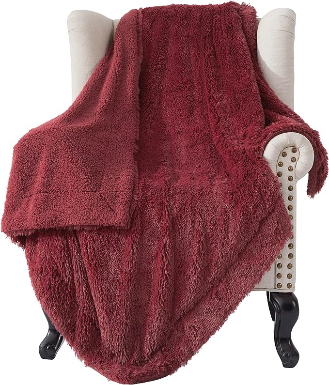 Bedsure GentleSoft Fuzzy Sherpa Faux Fur Twin Blanket Burgundy Red Cozy Gifts by Unknown