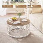 Farmhouse Coffee Table, French Country Round Coffee Table, Coastal Coffee Table - Image 3
