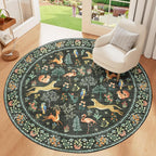 DUKINO 5ft Round Rug, Washable Animal Non Slip Circle Area Rug, Non-Shedding - Image 4