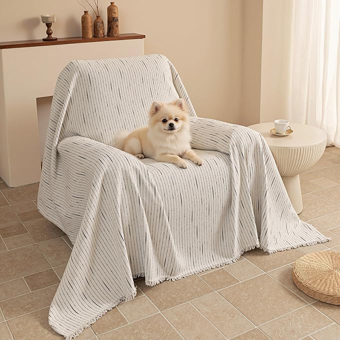 MYSKY HOME Chair Covers Armchair, Recliner Chair Cover Beige Couch Cover by MYSKYHOME