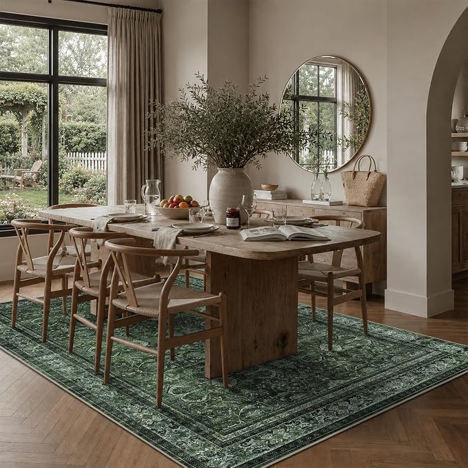Schweek Green 6x9 Area Rug Non-Slip Washable Neutral Rugs - Image 3