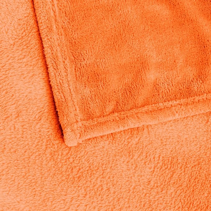 BEDELITE Fleece Blanket Soft Fall Queen Size Bed Blanket Orange 90"x90" | Ultra - Image 6