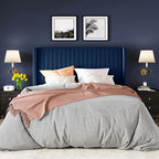 Allewie Queen Size Velvet Bed Frame/Vertical Channel Tufted Wingback - Image 3