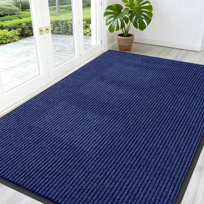 OLANLY Front Door Mat 59x40, Waterproof Heavy-Duty Indoor Outdoor Doormat | Blue by OLANLY
