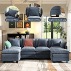 107" Cloud Couch Sectional, U Shaped Modular Sectional Sofa, 4-Seat Deep Seat - Image 5