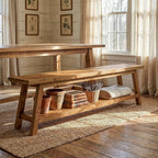 63” Wood Dining Room Bench, Farmhouse Kitchen Bench by TribewoodbyTribesigns