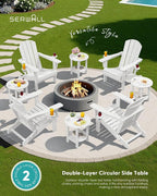 SERWALL Round Outdoor Side Table, HDPE Small Adirondack End Table, 2-Tier Patio - Image 7