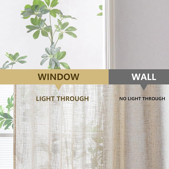 MYSKY HOME Kitchen Semi Sheer Linen Curtains 24 Inch Long, Light Filtering - Image 9
