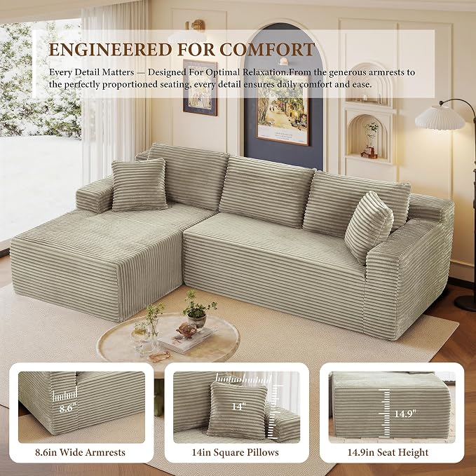 96" Sectional Couches for Living Room Cloud Couch Sofa - Image 6